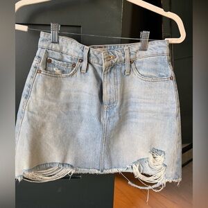 Alice + Olivia Light Blue Distressed Mini Skirt